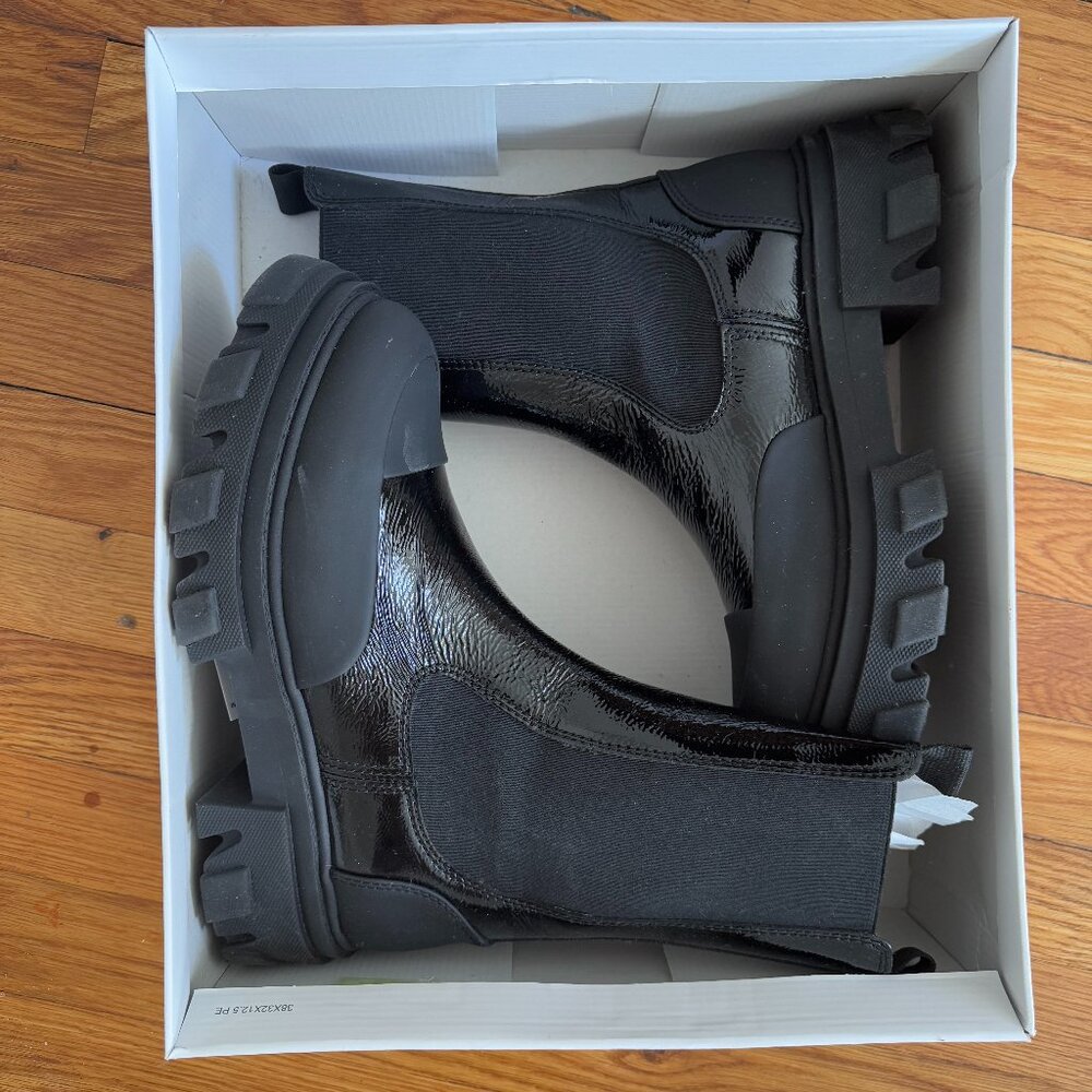 GANNI Black Patent Leather Boots Size 41 (unworn)